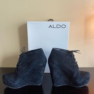 Aldo Sandidge black suede wedge bootie. Size 10. 5” heel and 1.5” platform.